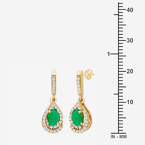 Womens Gemstone & 1/6 CT. T.W. Natural Diamond 10K Gold Oval Drop Earrings