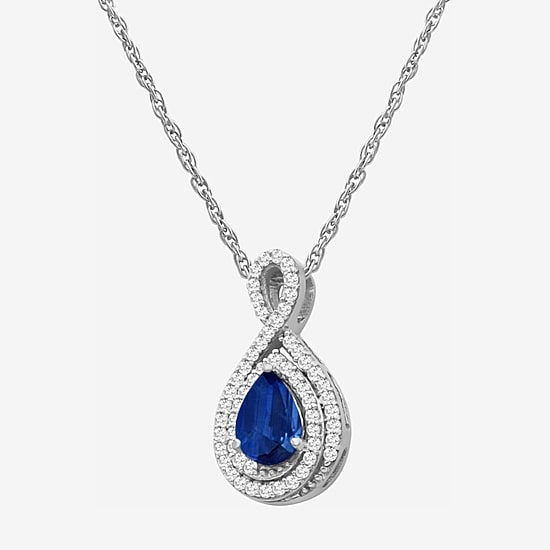 Womens Gemstone & 1/6 CT. T.W. Natural Diamond 10K Gold Pear 18 Inch Pendant Necklace