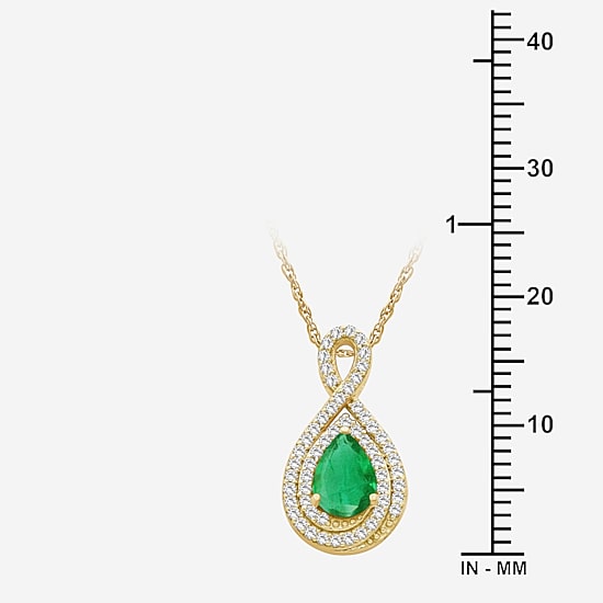 Womens Gemstone & 1/6 CT. T.W. Natural Diamond 10K Gold Pear 18 Inch Pendant Necklace