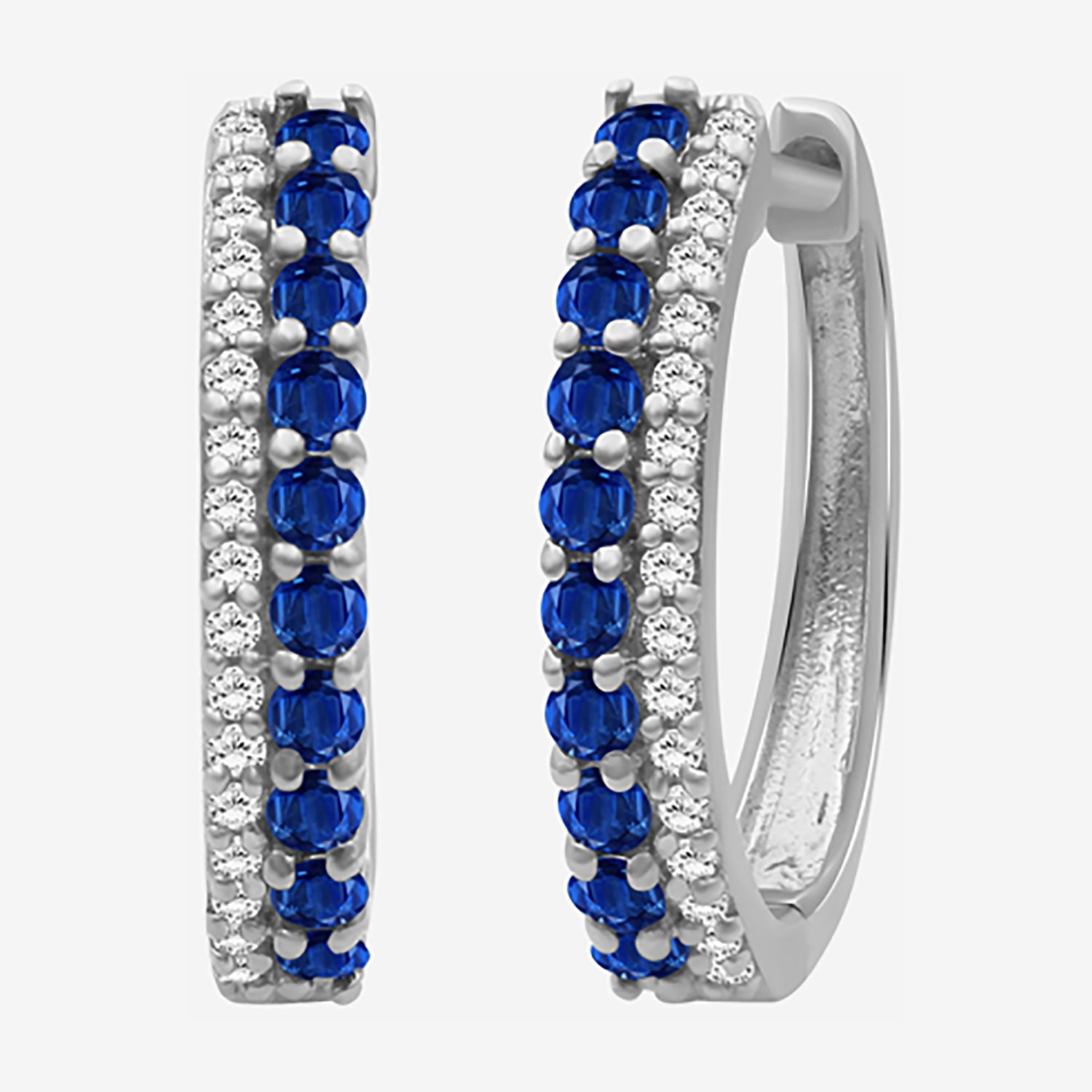 Womens Diamond Accent Gemstone 10K Gold 17.8mm Hoop Earrings