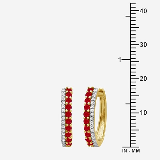 Womens Diamond Accent Gemstone 10K Gold 17.8mm Hoop Earrings