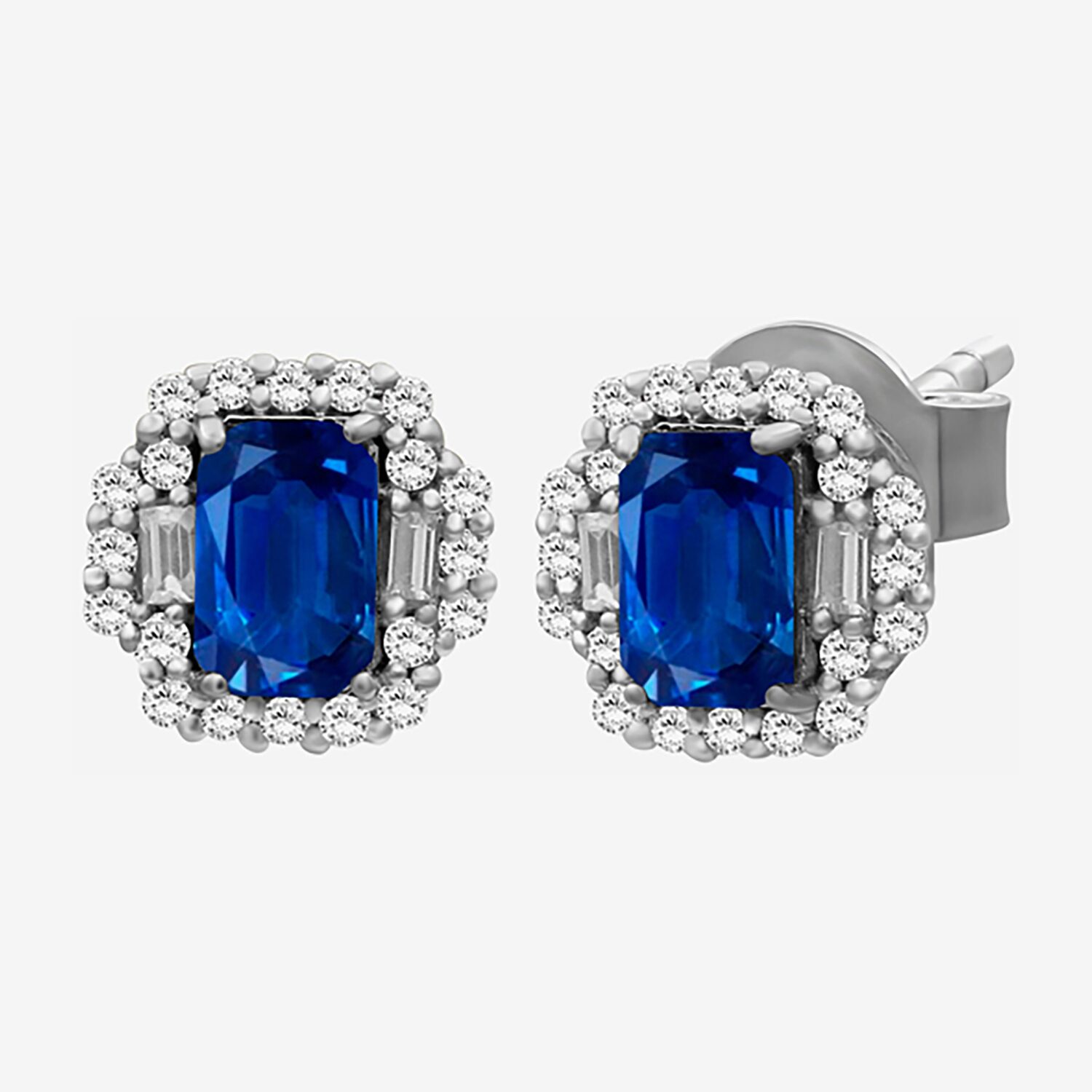 Gemstone & 3/8 CT. T.W. Natural Diamond 10K Gold 7.7mm Stud Earrings