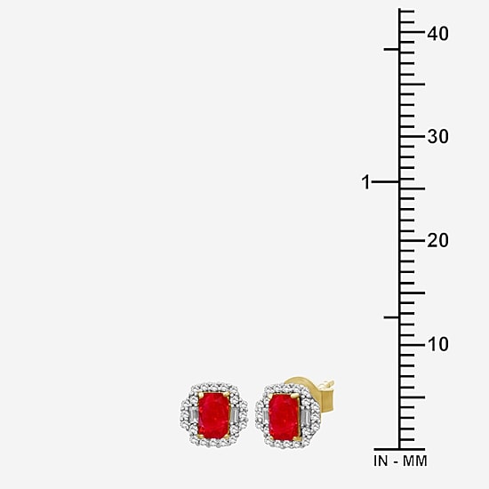 Gemstone & 3/8 CT. T.W. Natural Diamond 10K Gold 7.7mm Stud Earrings
