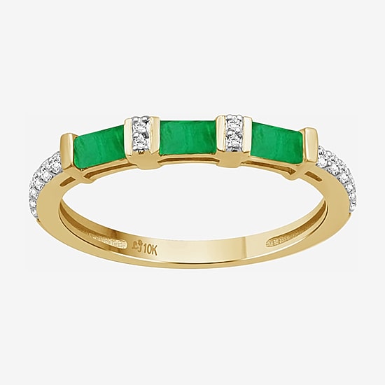 Womens 2MM Gemstone & 1/6 CT. T.W. Natural Diamond 10K Gold Band