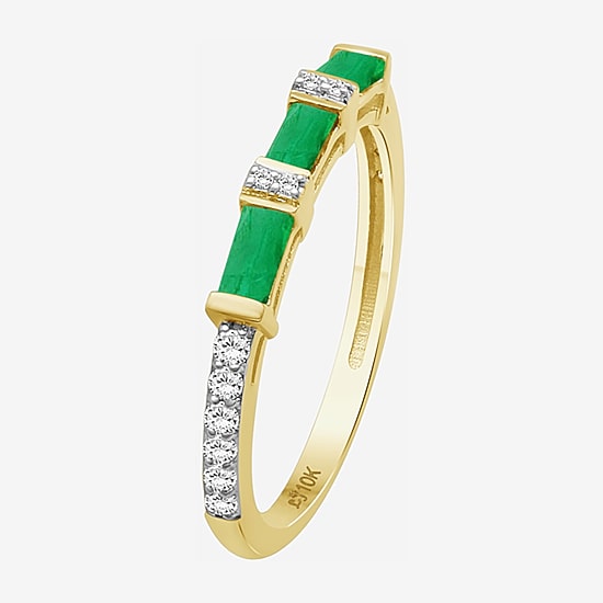 Womens 2MM Gemstone & 1/6 CT. T.W. Natural Diamond 10K Gold Band