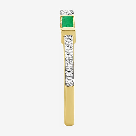 Womens 2MM Gemstone & 1/6 CT. T.W. Natural Diamond 10K Gold Band