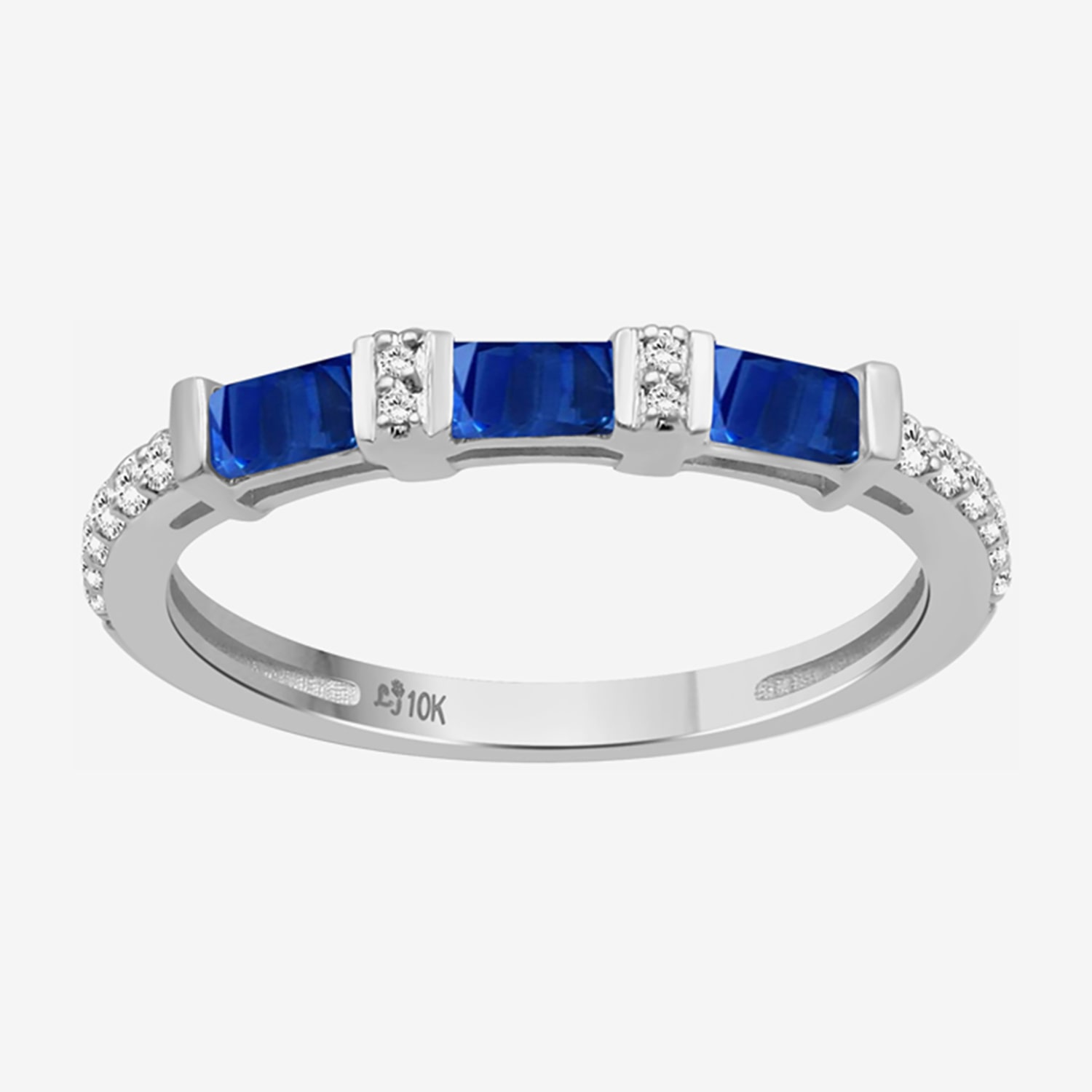 Womens 2MM Gemstone & 1/6 CT. T.W. Natural Diamond 10K Gold Band