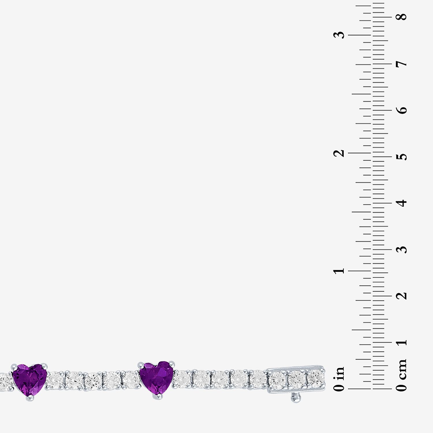 Gemstone Pure Silver Over Brass Heart 7.5 Inch Tennis Bracelet