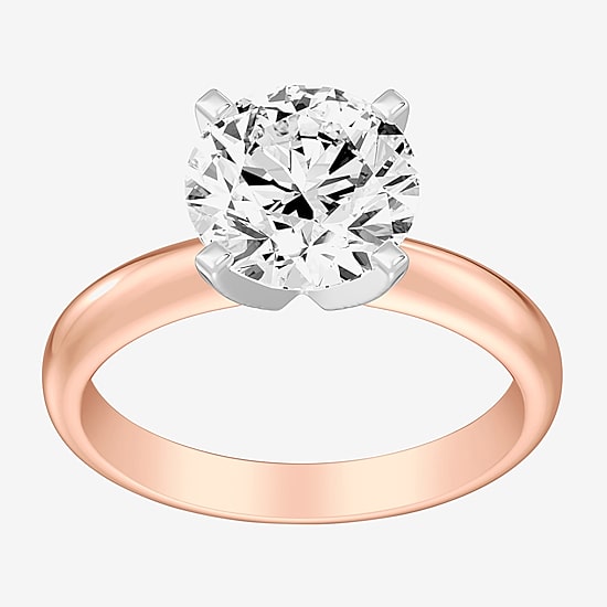 (G / Vs2) Womens 3 CT. Lab Grown White Diamond 14K Gold Round Solitaire Engagement Ring