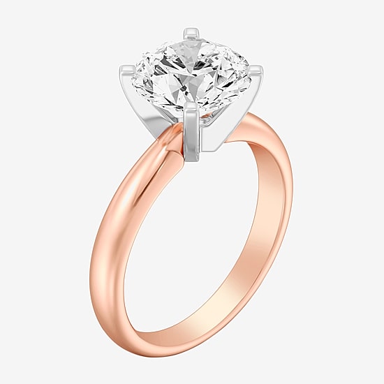 (G / Vs2) Womens 3 CT. Lab Grown White Diamond 14K Gold Round Solitaire Engagement Ring