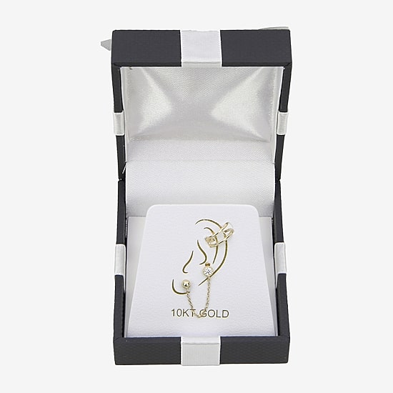 Gold Addiction Womens Cubic Zirconia 10K Gold 2 Pair Earring Set