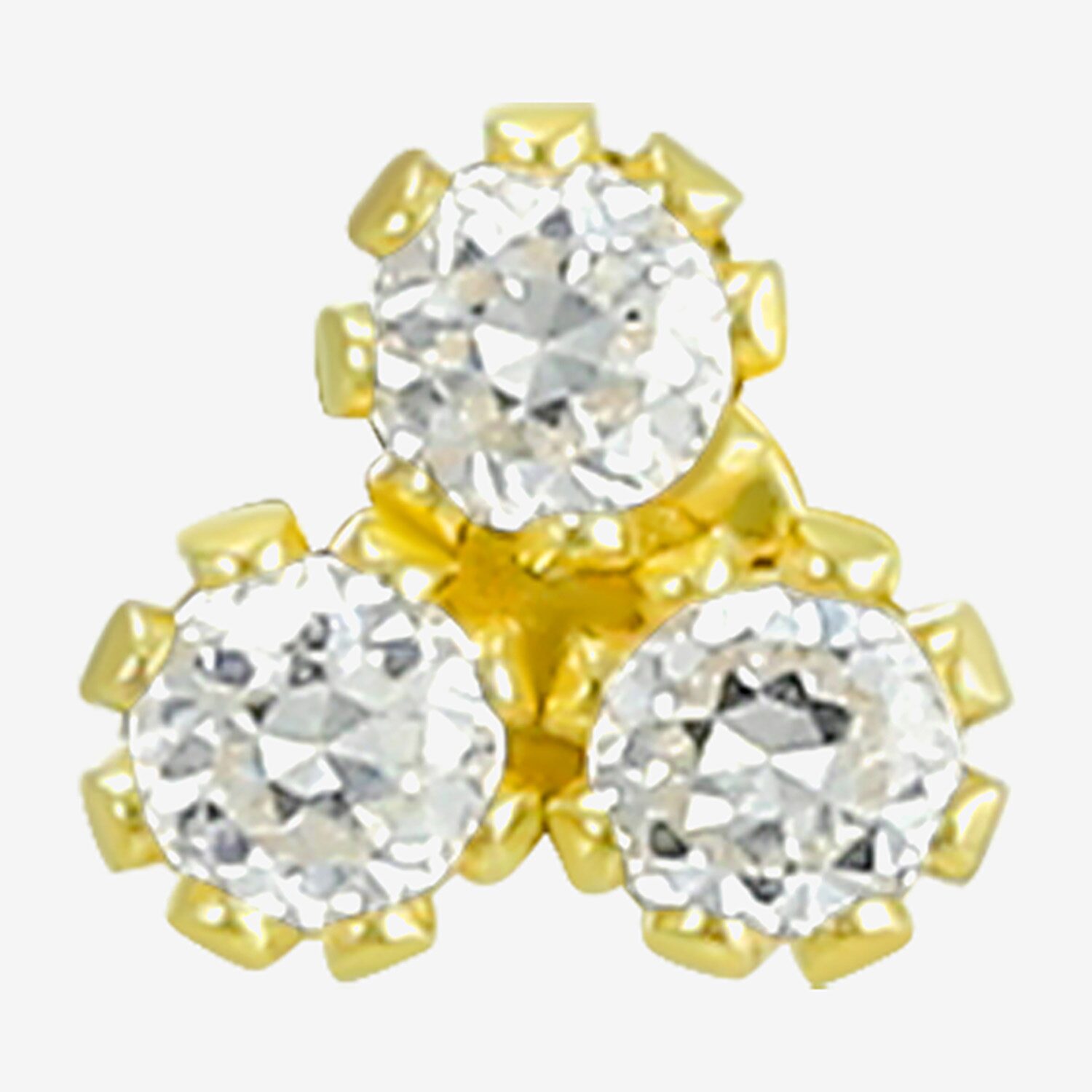 Gold Addiction Womens Cubic Zirconia 10K Gold 3 Pair Earring Set