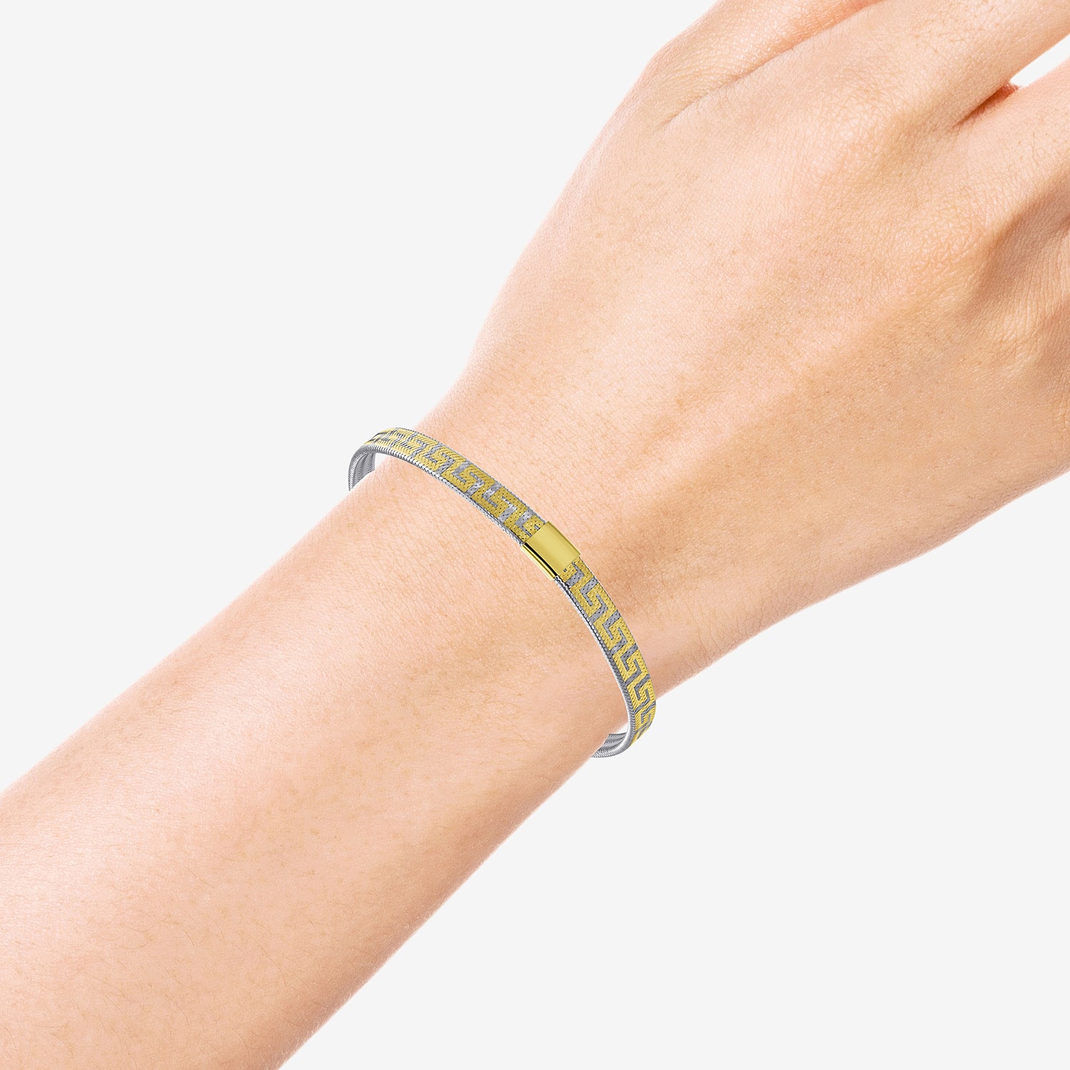 Made in Italy Womens 10K Two Tone Gold Stretch Bracelet