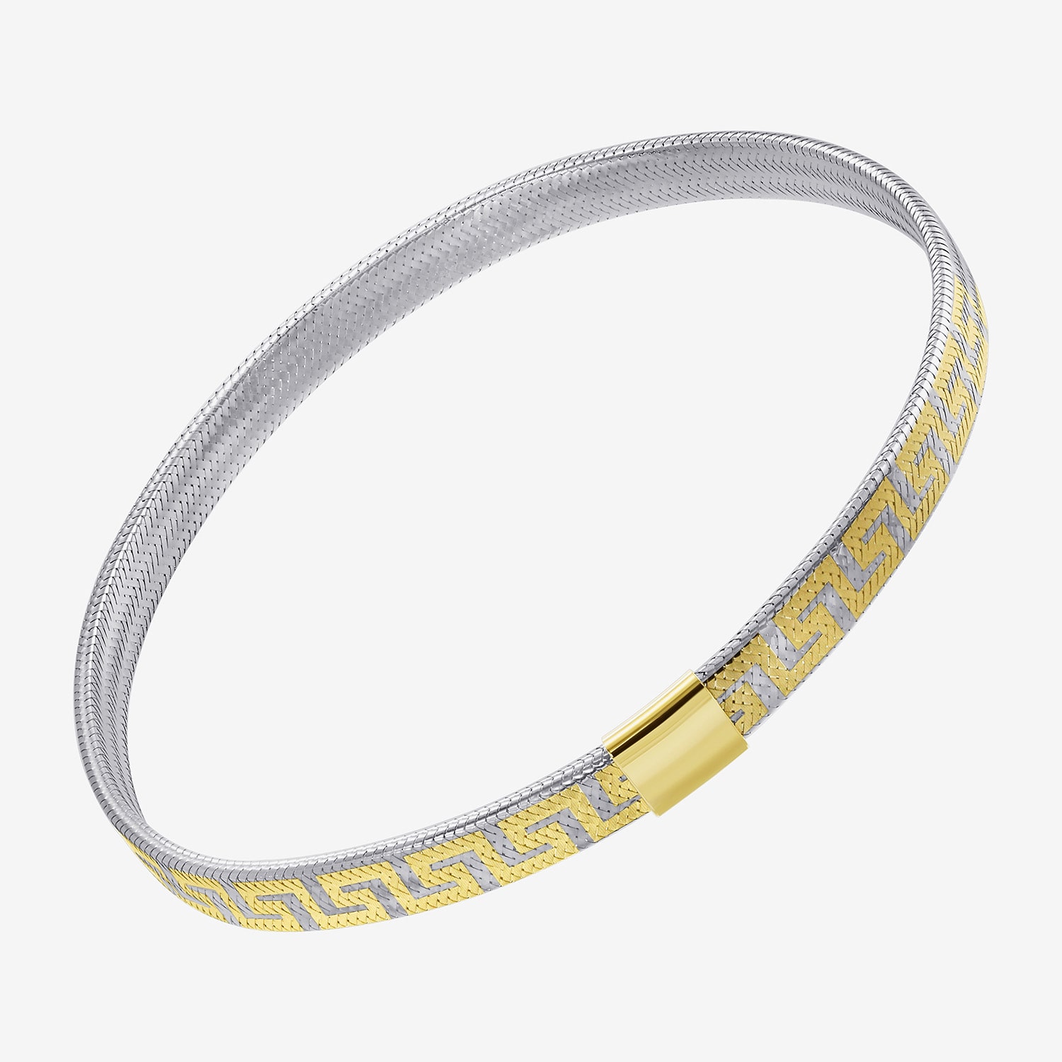 Made in Italy Womens 10K Two Tone Gold Stretch Bracelet