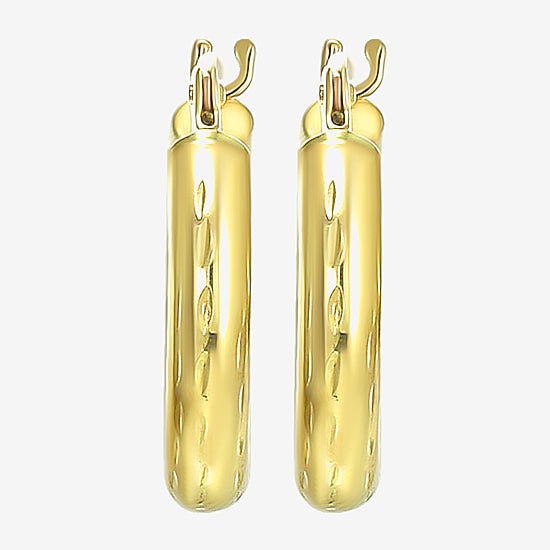 Womens 10K Gold 14mm Round Hoop Earrings