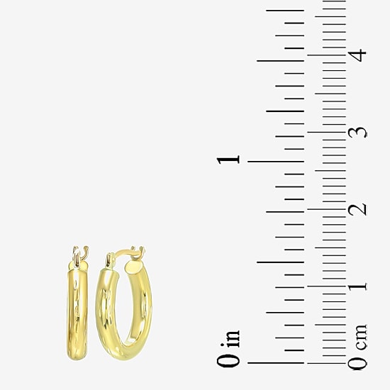 Womens 10K Gold 14mm Round Hoop Earrings