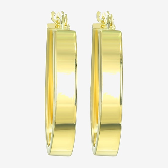 Womens 14K Gold 18mm Oval Hoop Earrings