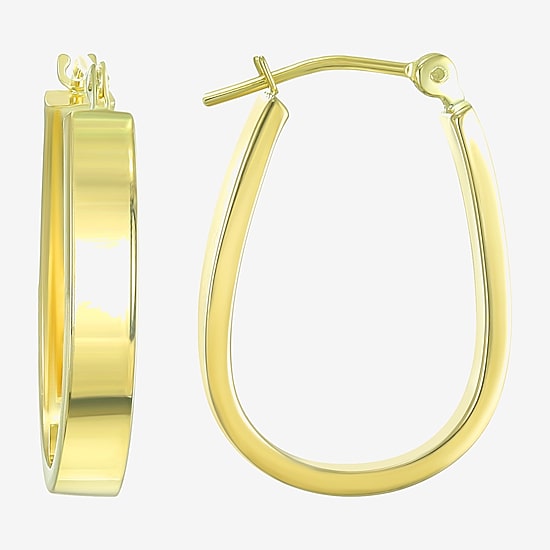 Womens 14K Gold 18mm Oval Hoop Earrings