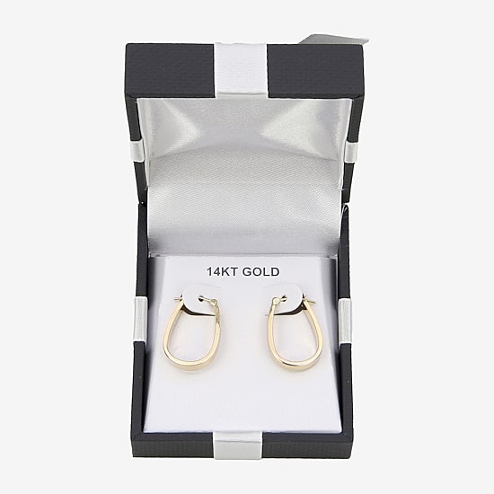 Womens 14K Gold 18mm Oval Hoop Earrings