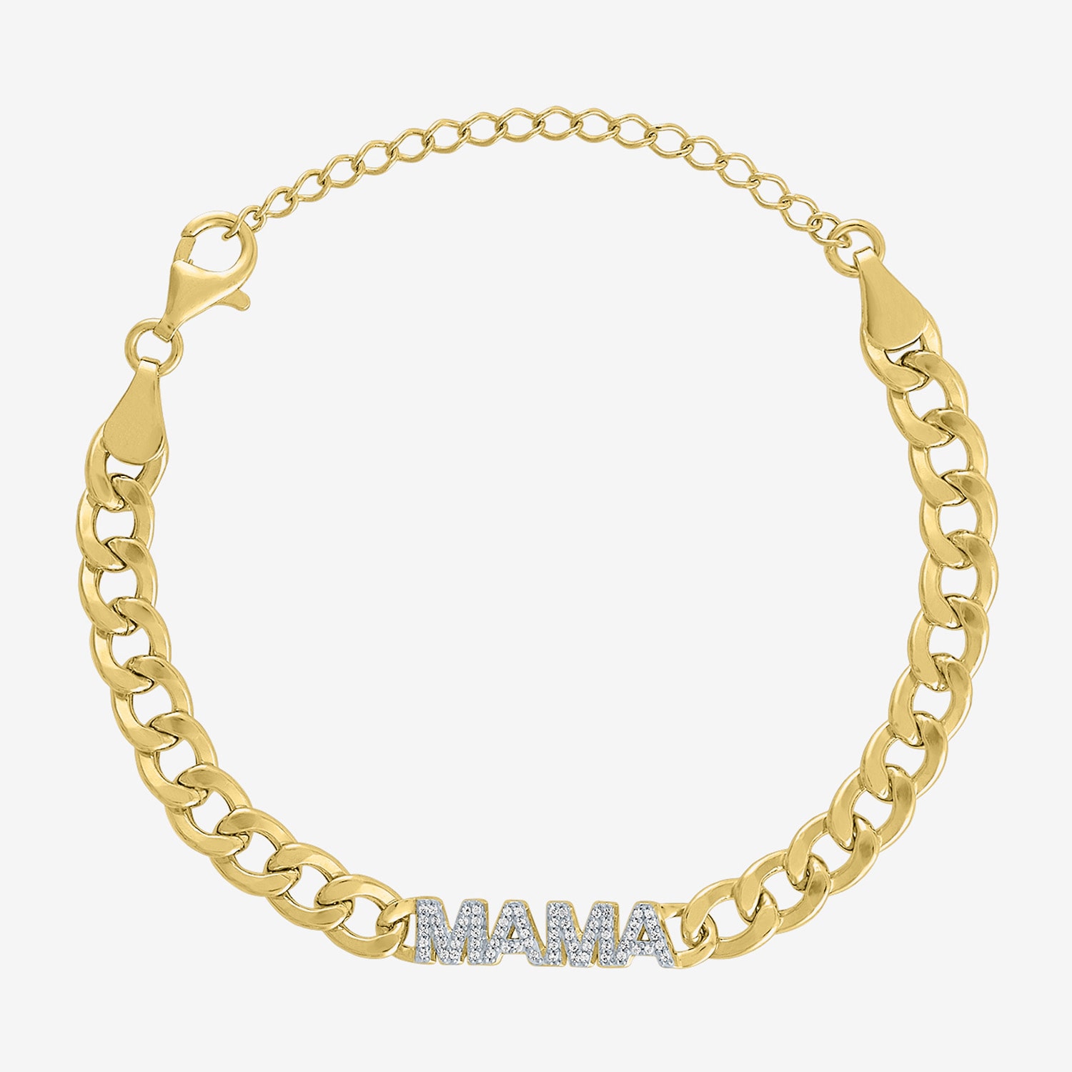 Diamond Addiction (G-H / Si2-I1) Womens 14K Gold Over Silver 6 Inch Curb Chain Bracelet