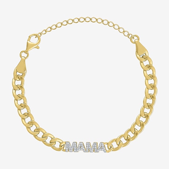 Diamond Addiction (G-H / Si2-I1) Womens 14K Gold Over Silver 6 Inch Curb Chain Bracelet