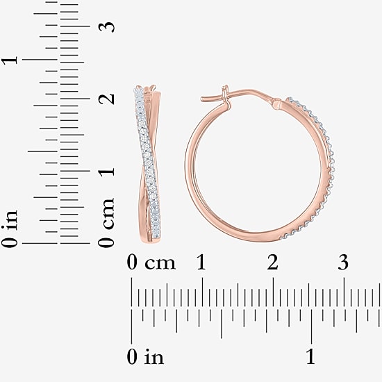 (G-H / Si2-I1) Womens 1/10 CT. T.W. Lab Grown White Diamond 14K Rose Gold Over Silver 26mm Hoop Earrings