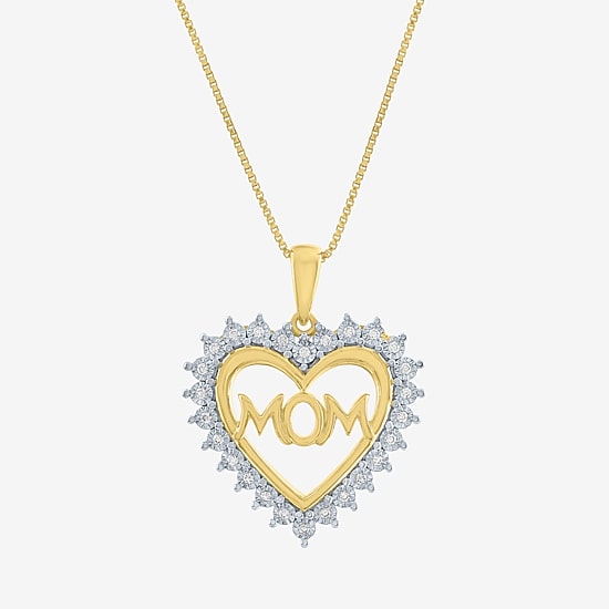 (G-H / Si2-I1) Womens 1/10 CT. T.W. Lab Grown White Diamond 14K Gold Over Silver Heart 18 Inch Pendant Necklace