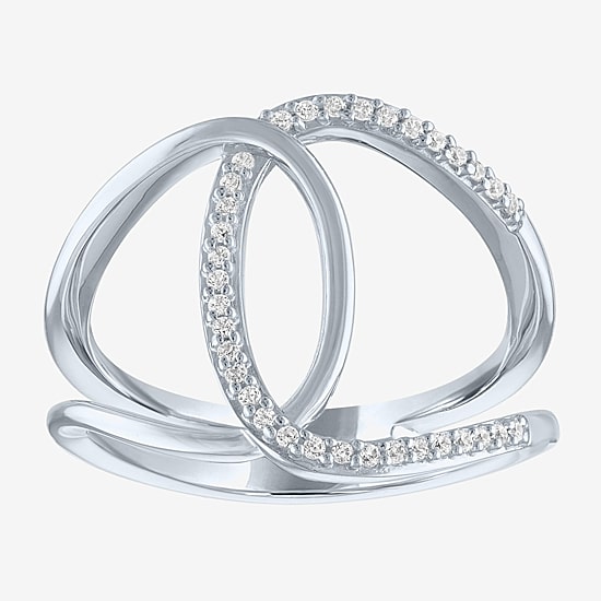 Diamond Addiction (G-H / Si2-I1) Womens 1/10 CT. T.W. Lab Grown White Diamond Sterling Silver Cocktail Ring