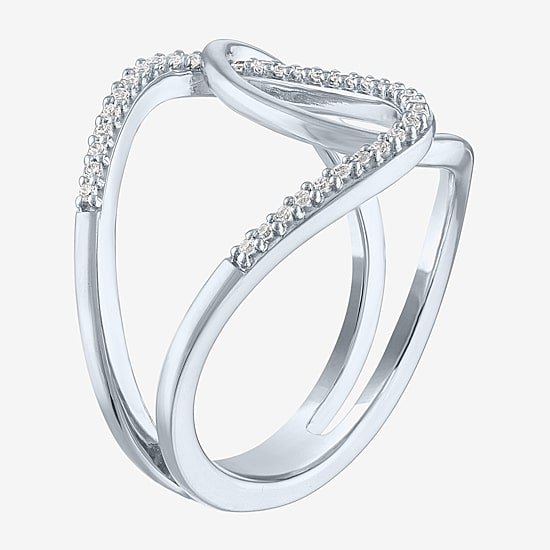 Diamond Addiction (G-H / Si2-I1) Womens 1/10 CT. T.W. Lab Grown White Diamond Sterling Silver Cocktail Ring