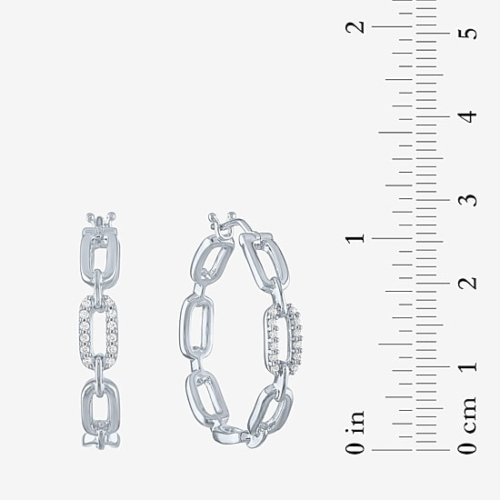 Diamond Addiction (G-H / Si2-I1) Womens 1/10 CT. T.W. Lab Grown White Diamond Sterling Silver 25.4mm Hoop Earrings