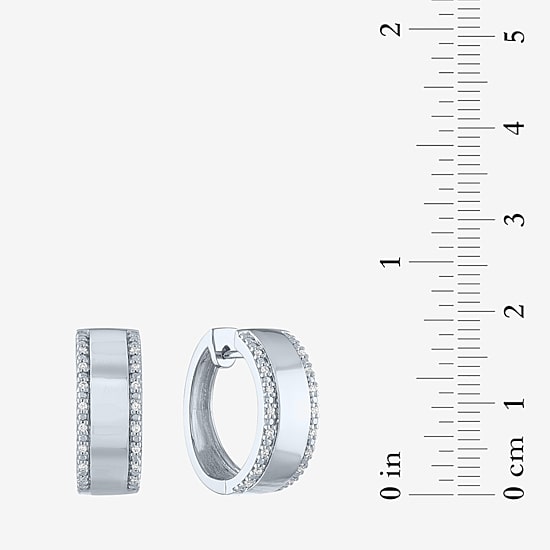 Diamond Addiction (G-H / I1-I2) Womens 1/10 CT. T.W. Lab Grown White Diamond Sterling Silver 18mm Hoop Earrings