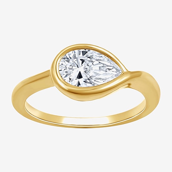 (G,Si1-Si2) Womens 1 CT. T.W. Lab Grown White Diamond 14K Gold Over Silver Pear Cocktail Ring