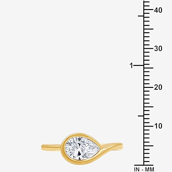 (G,Si1-Si2) Womens 1 CT. T.W. Lab Grown White Diamond 14K Gold Over Silver Pear Cocktail Ring