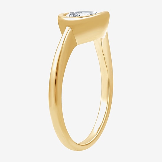 (G,Si1-Si2) Womens 1 CT. T.W. Lab Grown White Diamond 14K Gold Over Silver Pear Cocktail Ring