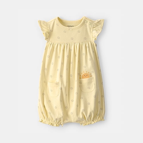 Carter's Baby Girls Short Sleeve Romper In Yellow