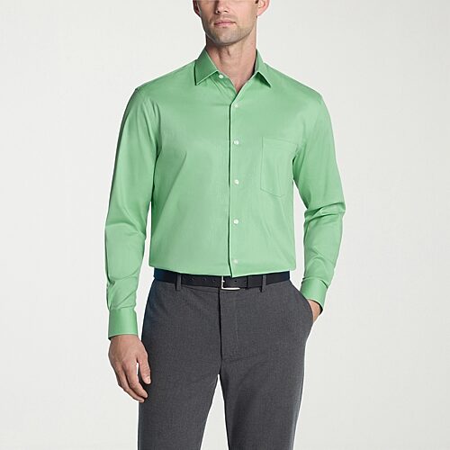 Van Heusen Everyday Defense Stain Shield Mens Regular Fit Stretch Fabric Wrinkle Free Long Sleeve Dress Shirt, 15.5 34-35, Green