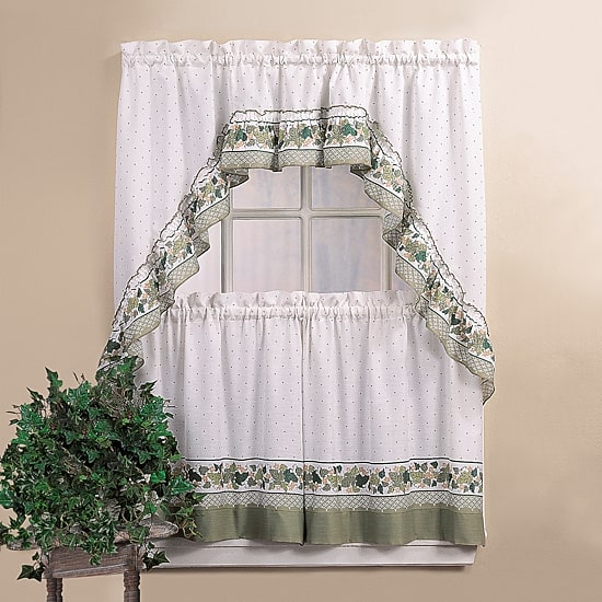 CHF Cottage 3-pc. Rod Pocket Kitchen Curtains & Drapes Window Set
