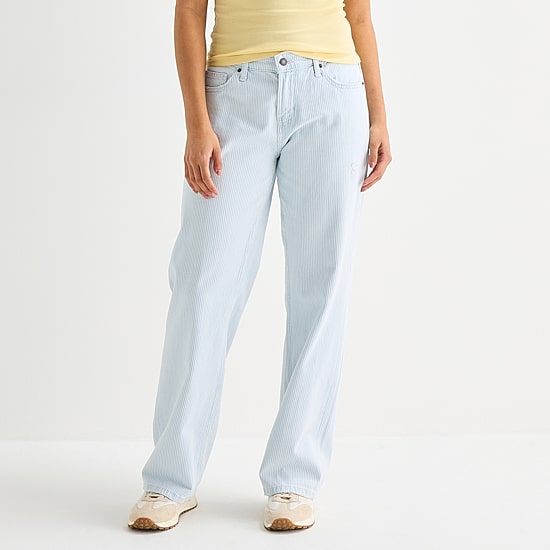 Arizona Striped Womens Juniors Low Rise Straight Leg Jean