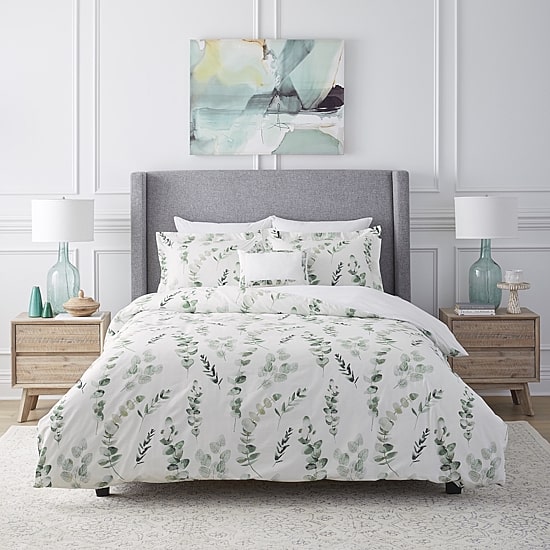 Pointehaven Eucalyptus Digital Print Cotton Percale Midweight Comforter Set