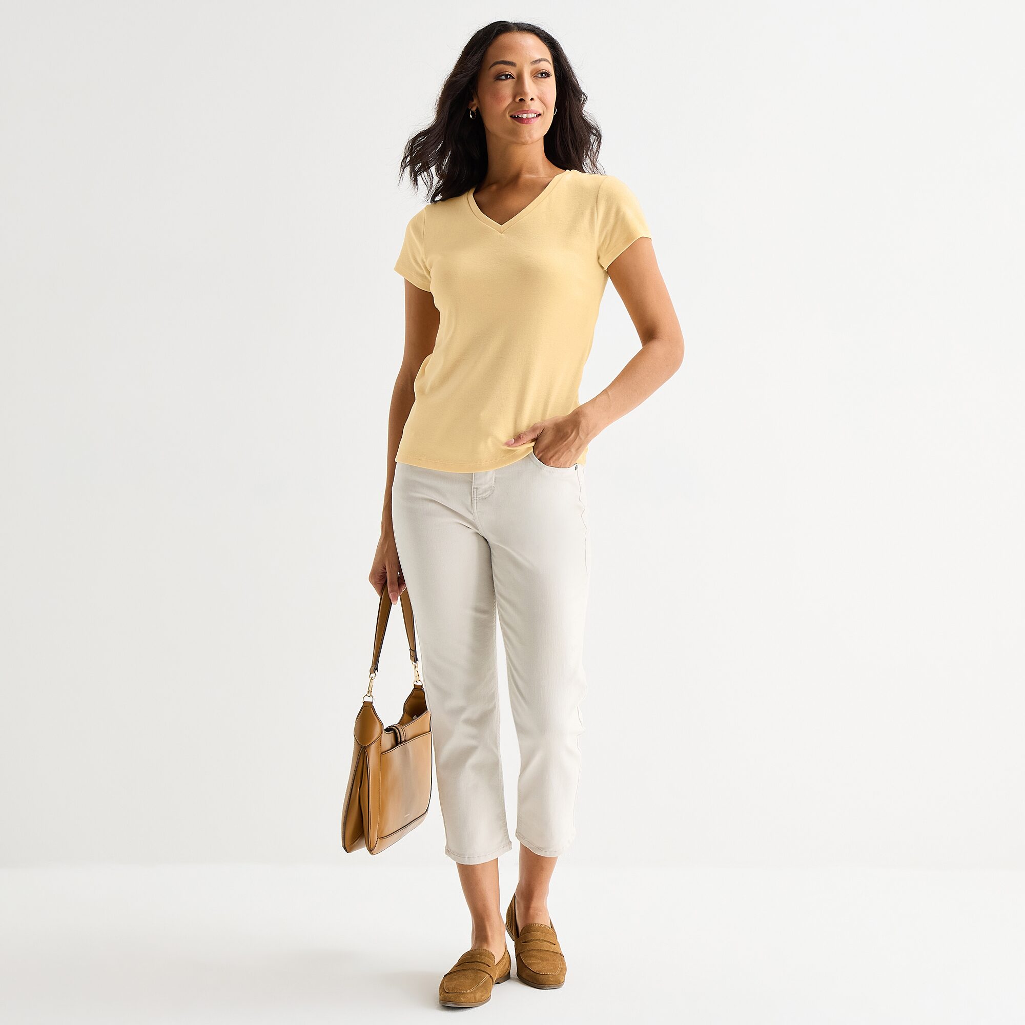 Liz Claiborne Womens V Neck Short Sleeve T-Shirt