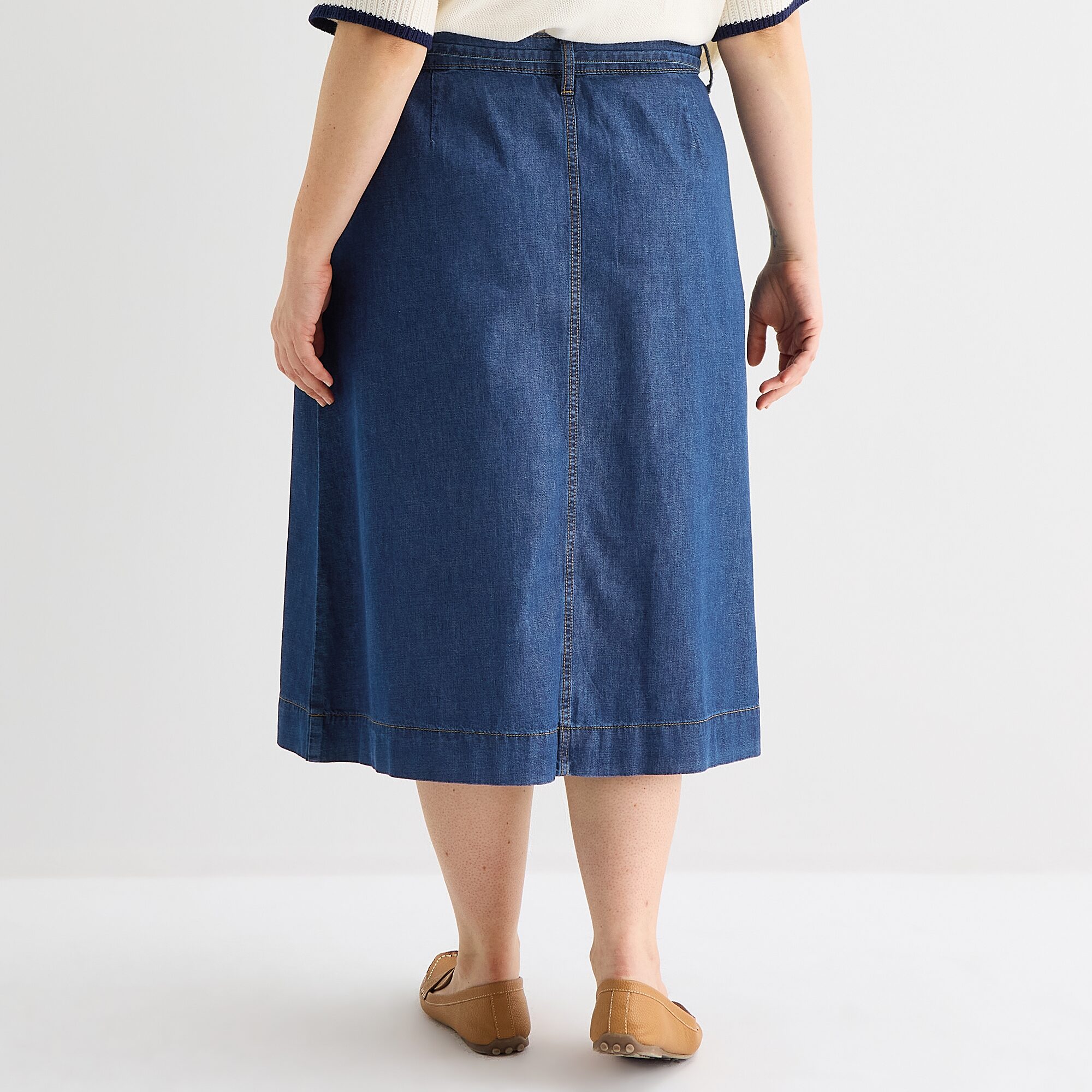 St. John's Bay Womens Plus High Rise Midi A-Line Skirt