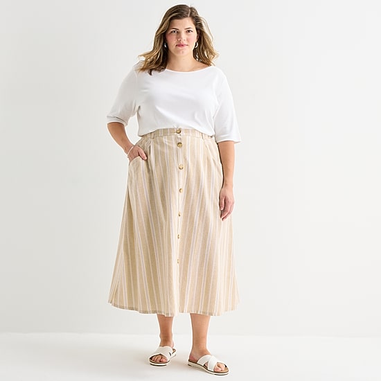 St. John's Bay Womens Plus Midi A-Line Skirt