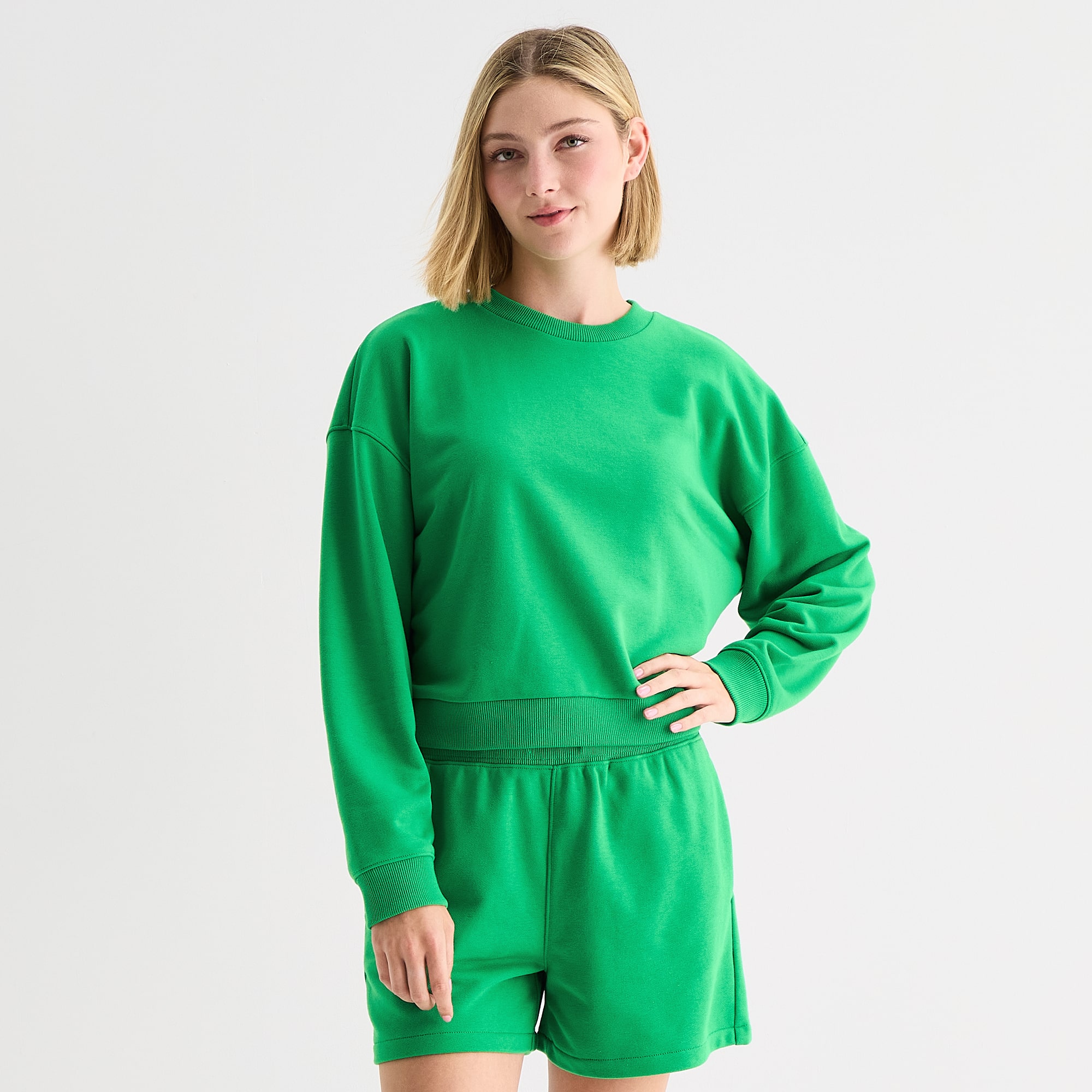 Xersion Womens French Terry Crew Neck Long Sleeve Sweatshirt