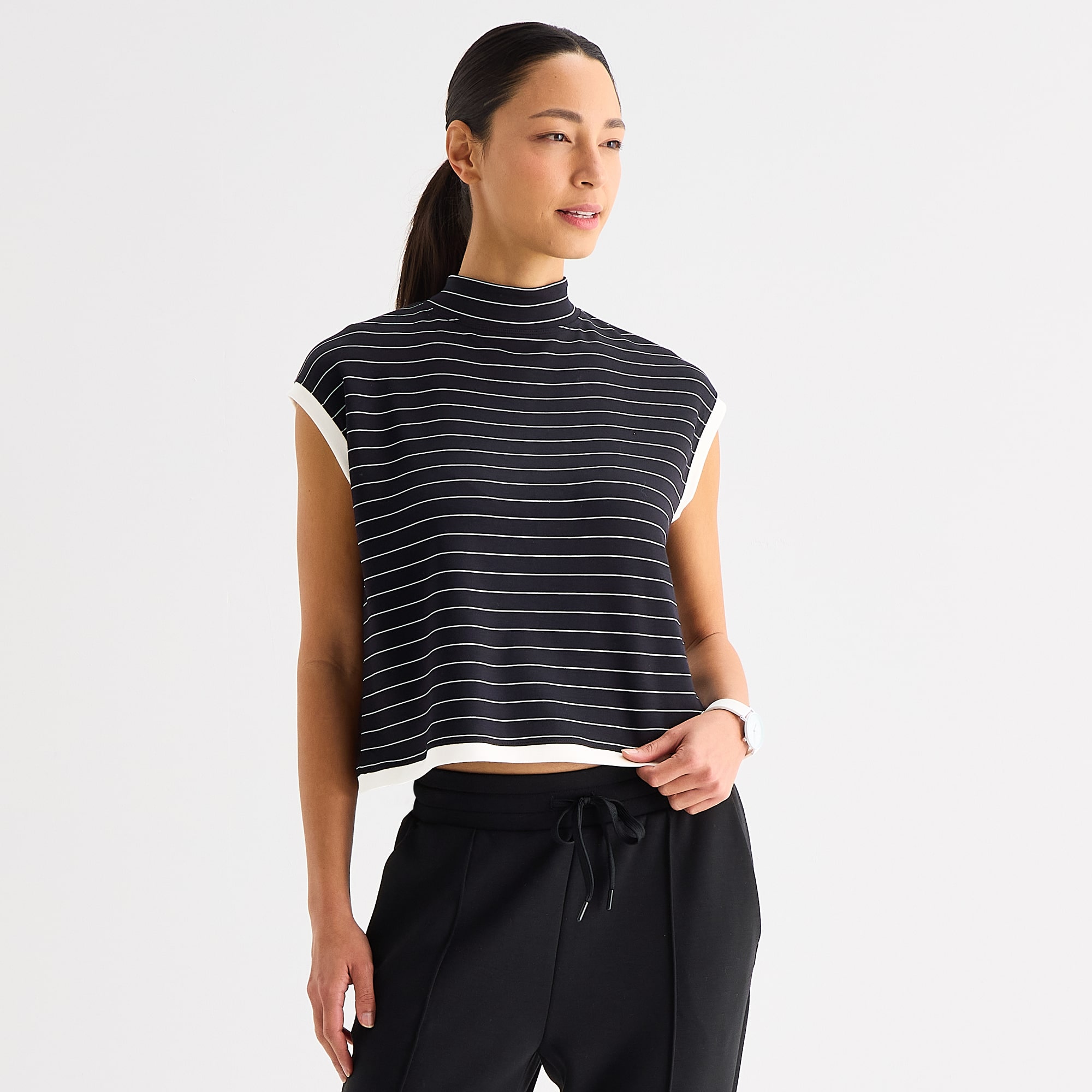 Stylus Womens Sleeveless Mock Neck Top