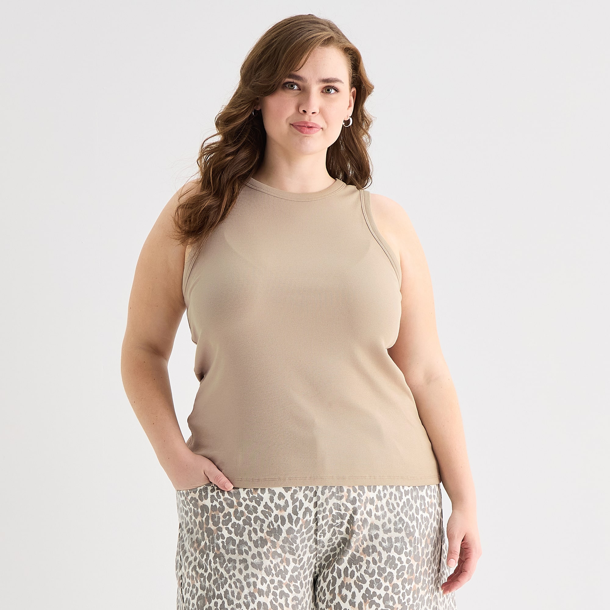 a.n.a Womens Plus High Neck Sleeveless Tank Top