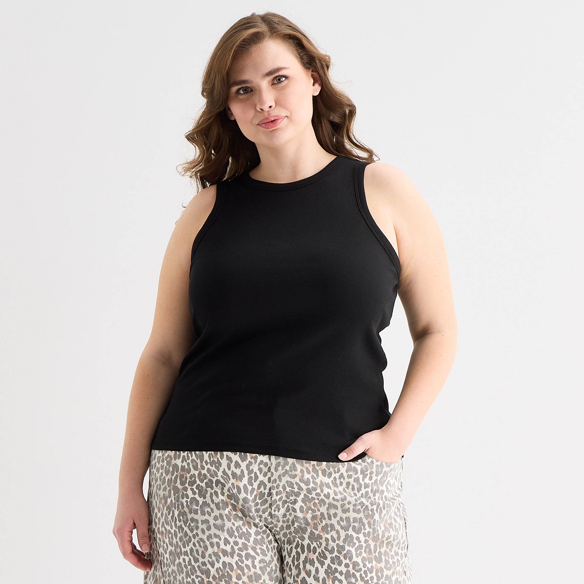 a.n.a Womens Plus High Neck Sleeveless Tank Top