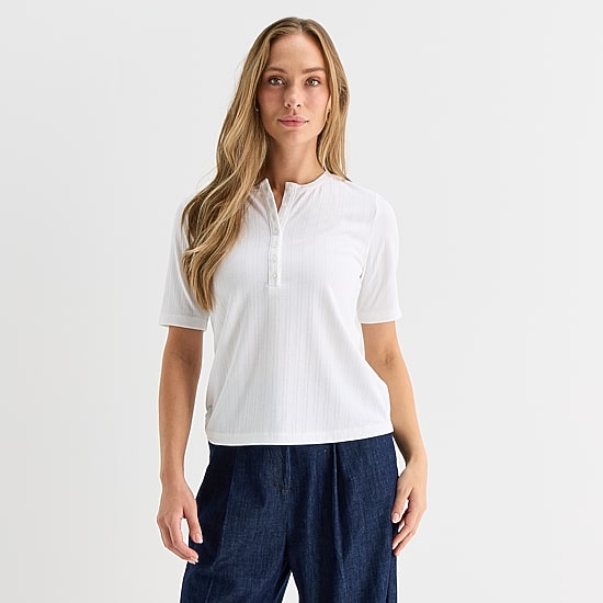 Liz Claiborne Womens Short Sleeve Regular Fit Henley Shirt