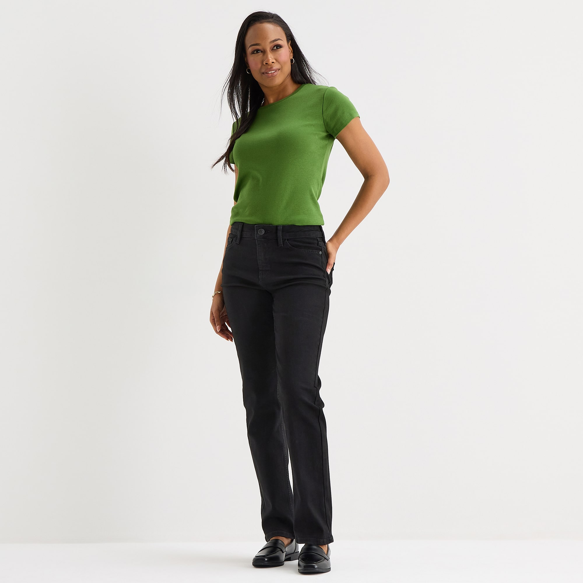 Liz Claiborne Lana Womens High Rise Straight Leg Jean