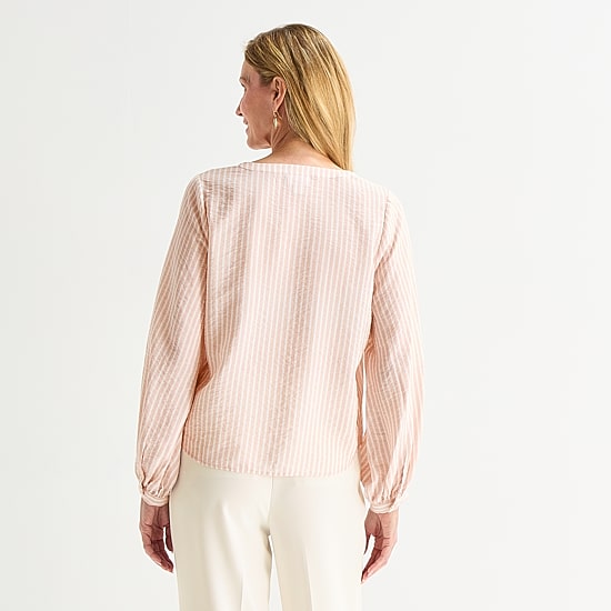 Liz Claiborne Womens V Neck Long Sleeve Blouse