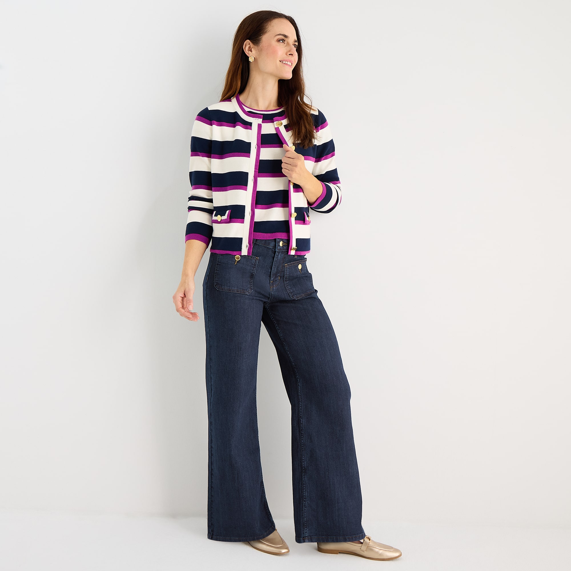 Liz Claiborne Womens Mid Rise Wide Leg Jean
